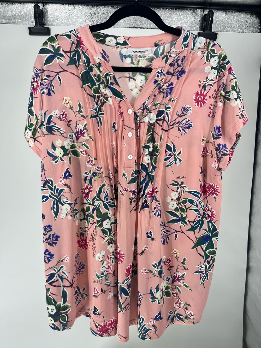Serengeti Coral-Pink Floral Button Front Tunic